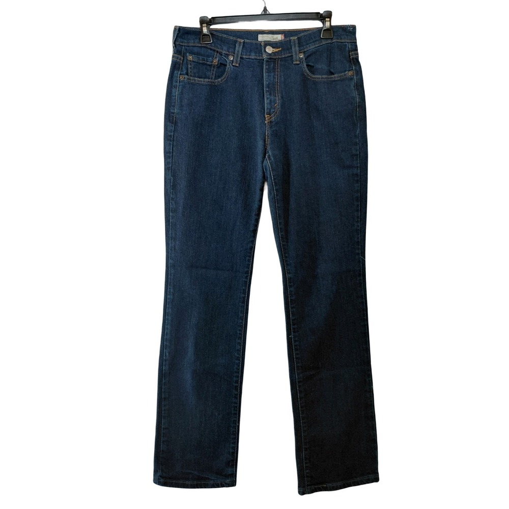 Levi's 505 Straight Leg Jeans Women's 8 Med Mid Rise Dark Wash Denim Stretch